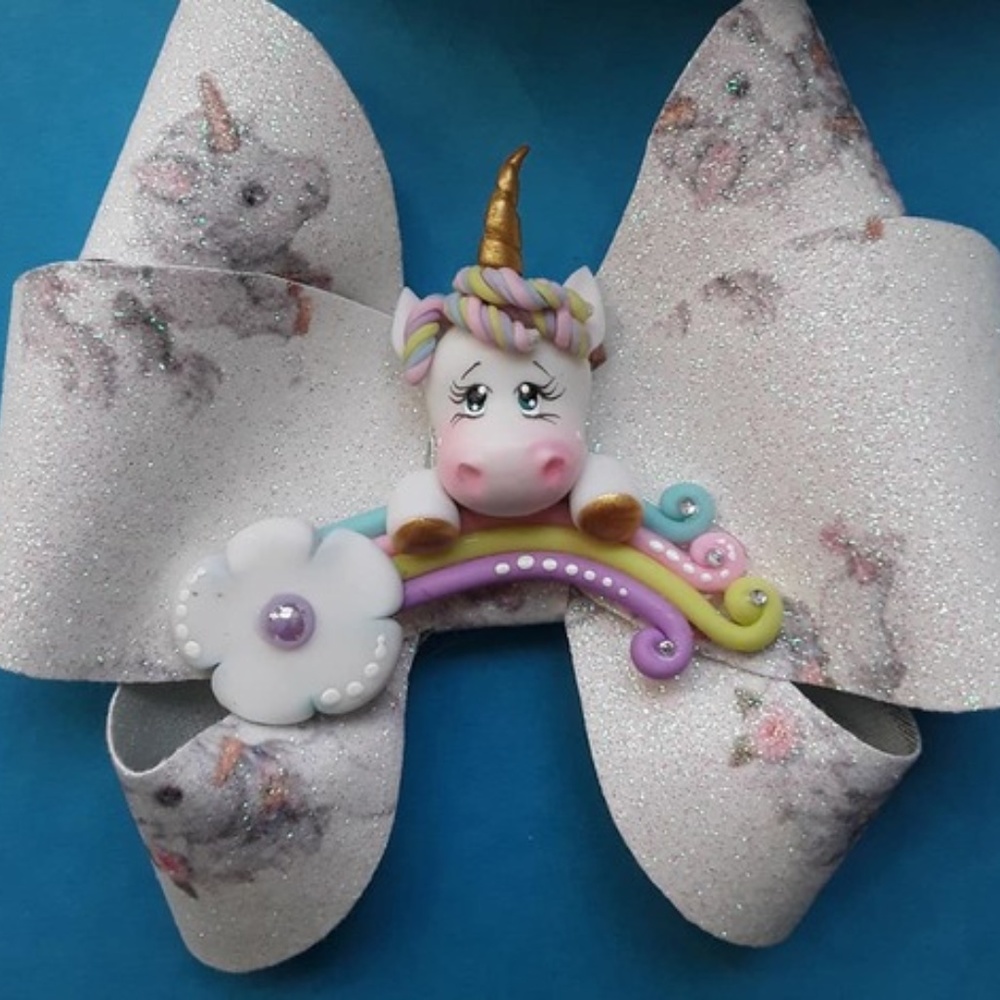 Uncorn in Rainbow Girls Hair Bow